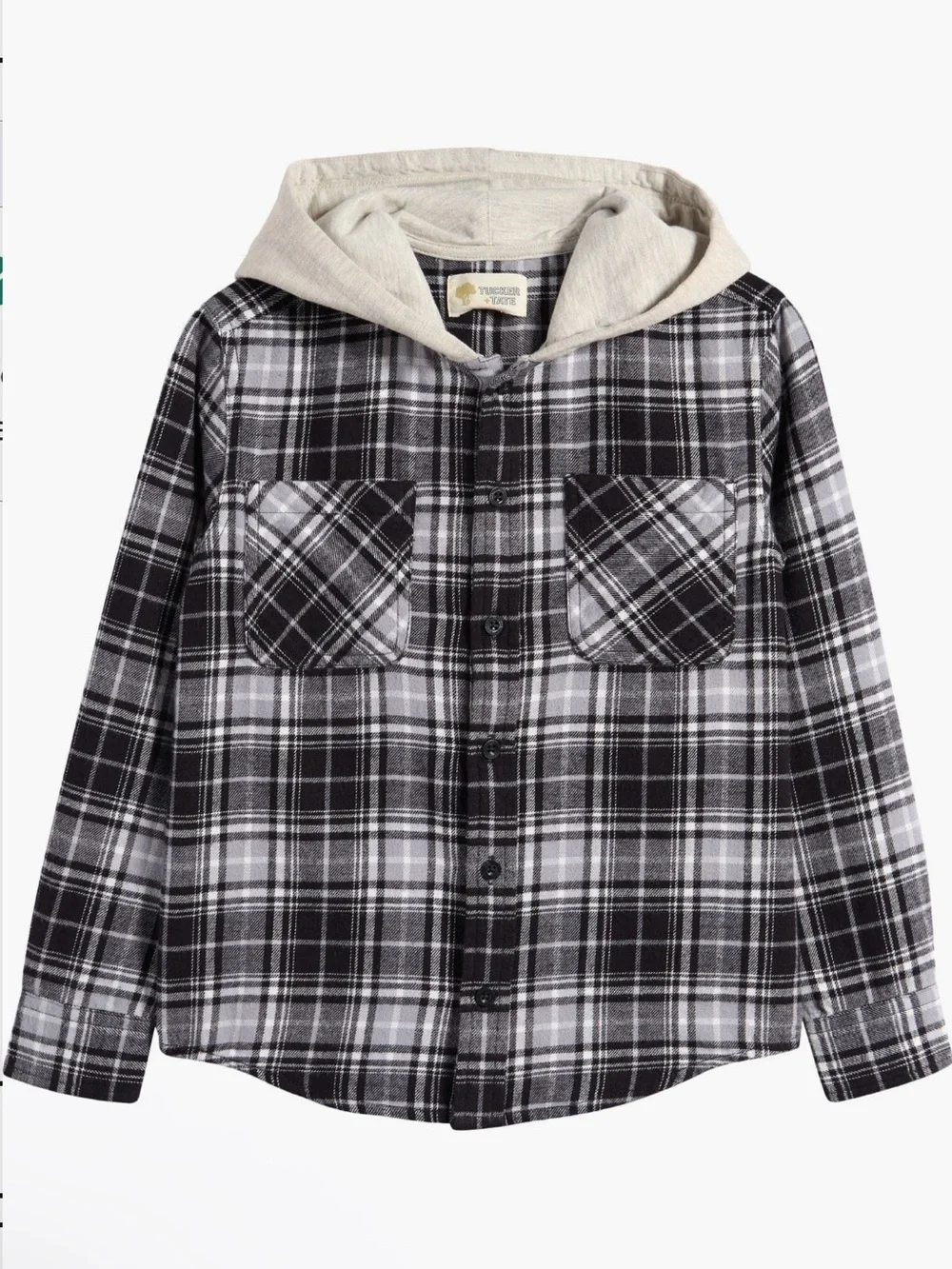 TUCKER + TATE HOODED FLANNEL SHIRT